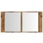 Armario con espejo LED madera ingeniería envejecida 90x12x45 cm de , Tocadores de baño - Ref: Foro24-856284, Precio: 69,85 €,...