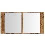 Armario con espejo LED madera ingeniería envejecida 90x12x45 cm de , Tocadores de baño - Ref: Foro24-856284, Precio: 71,00 €,...