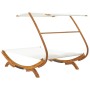 Tumbona con dosel madera maciza curvada crema 165x203x138 cm de vidaXL, Camas para exteriores - Ref: Foro24-313951, Precio: 3...