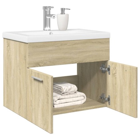 Mueble de baño con lavabo integrado roble Sonoma de , Muebles de baño - Ref: Foro24-3324983, Precio: 150,58 €, Descuento: %