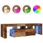 Mueble TV luces LED madera ingeniería envejecida 140x36,5x40 cm de , Muebles TV - Ref: Foro24-856303, Precio: 122,22 €, Descu...
