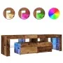 TV stand with LED lights, aged engineered wood, 140x36.5x40 cm by , TV Furniture - Ref: Foro24-856303, Price: 120,43 €, Disco...