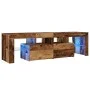 TV stand with LED lights, aged engineered wood, 140x36.5x40 cm by , TV Furniture - Ref: Foro24-856303, Price: 120,43 €, Disco...