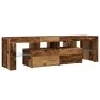 TV stand with LED lights, aged engineered wood, 140x36.5x40 cm by , TV Furniture - Ref: Foro24-856303, Price: 120,43 €, Disco...
