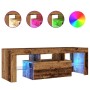 Mueble TV luces LED madera ingeniería envejecida 120x36,5x40 cm de , Muebles TV - Ref: Foro24-856301, Precio: 92,89 €, Descue...