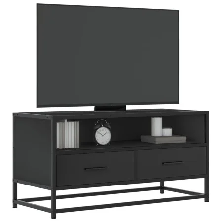 Mueble de TV madera de ingeniería y metal negro 80x34,5x40 cm de , Muebles TV - Ref: Foro24-848809, Precio: 68,44 €, Descuent...