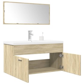 Set de muebles de baño 3 pzas madera contrachapada roble Sonoma de , Muebles de baño - Ref: Foro24-3324988, Precio: 253,29 €,...