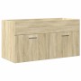 Set de muebles de baño 3 pzas madera contrachapada roble Sonoma de , Muebles de baño - Ref: Foro24-3324988, Precio: 253,29 €,...