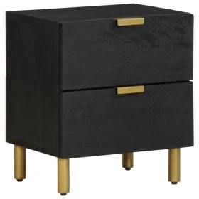 Mesita de noche de madera maciza de mango negra 40x33x46 cm de , Mesitas de noche - Ref: Foro24-4017646, Precio: 70,80 €, Des...
