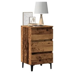 Bedside table with metal legs and aged wood 40x35x69cm by , Nightstands - Ref: Foro24-856424, Price: 75,90 €, Discount: %