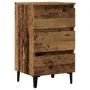 Mesita de noche con patas de metal madera envejecida 40x35x69cm de , Mesitas de noche - Ref: Foro24-856424, Precio: 75,90 €, ...