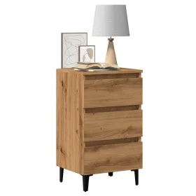 Mesita de noche con patas de metal roble artisian 40x35x69 cm de , Mesitas de noche - Ref: Foro24-856426, Precio: 80,50 €, De...