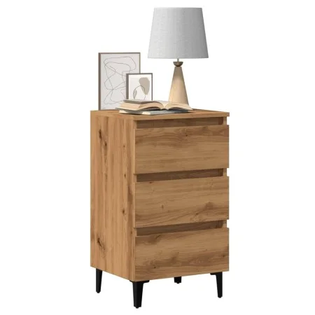 Mesita de noche con patas de metal roble artisian 40x35x69 cm de , Mesitas de noche - Ref: Foro24-856426, Precio: 80,50 €, De...