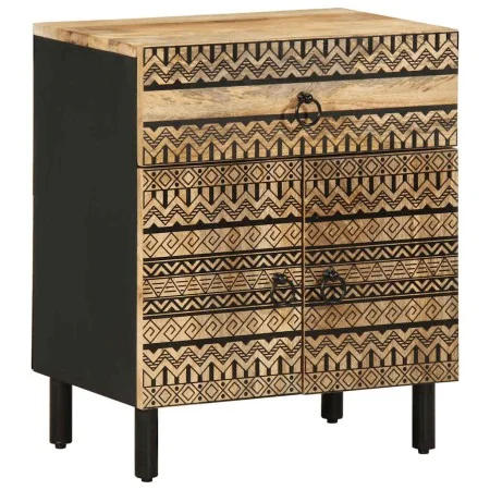 Mesita de noche madera maciza de mango rugosa negro 50x33x60 cm de , Mesitas de noche - Ref: Foro24-4018639, Precio: 58,06 €,...