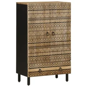 Solid rough mango wood sideboard 60x33.5x110 cm by , CD and DVD storage - Ref: Foro24-4018658, Price: 148,37 €, Discount: %