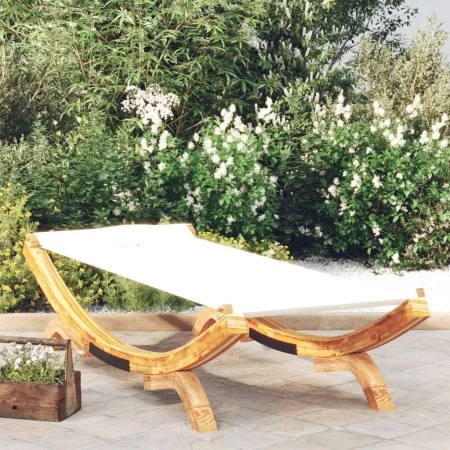 Tumbona de madera maciza curvada crema 100x188,5x44 cm de vidaXL, Camas para exteriores - Ref: Foro24-313947, Precio: 110,72 ...