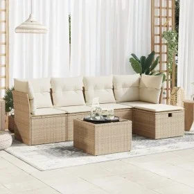 Garden sofa set with 6-piece synthetic rattan beige cushions by , Garden sets - Ref: Foro24-3325274, Price: 393,23 €, Discoun...
