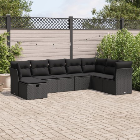 Set de sofás de jardín y cojines 8 piezas ratán sintético negro de , Conjuntos de jardín - Ref: Foro24-3325331, Precio: 530,3...