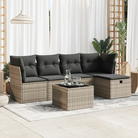 Set de muebles de jardín 6 pzas y cojines ratán sintético gris de , Conjuntos de jardín - Ref: Foro24-3325276, Precio: 346,57...