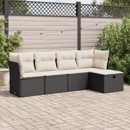 Set de muebles de jardín 5 pzas y cojines ratán sintético negro de , Conjuntos de jardín - Ref: Foro24-3325262, Precio: 298,3...