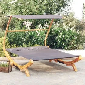 Tumbona con dosel madera curvada gris antracita 165x203x138 cm de vidaXL, Camas para exteriores - Ref: Foro24-313952, Precio:...