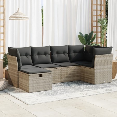 Set de sofás de jardín 6 pzas y cojines ratán sintético gris de , Conjuntos de jardín - Ref: Foro24-3325288, Precio: 399,26 €...