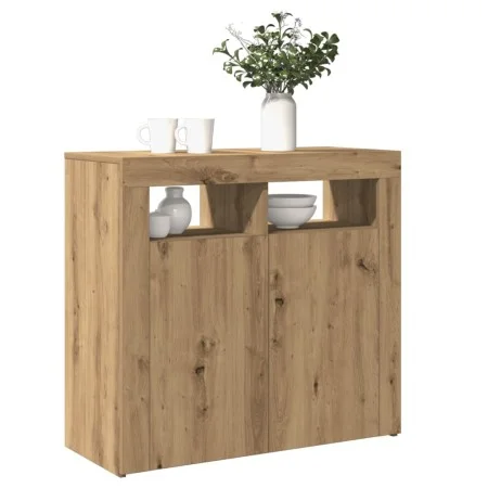 Aparador luces LED madera ingeniería roble artisan 80x35x75 cm de , Aparadores - Ref: Foro24-856362, Precio: 98,52 €, Descuen...