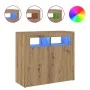 Aparador luces LED madera ingeniería roble artisan 80x35x75 cm de , Aparadores - Ref: Foro24-856362, Precio: 98,52 €, Descuen...