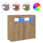 Aparador luces LED madera ingeniería roble artisan 80x35x75 cm de , Aparadores - Ref: Foro24-856362, Precio: 100,24 €, Descue...