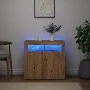 Aparador luces LED madera ingeniería roble artisan 80x35x75 cm de , Aparadores - Ref: Foro24-856362, Precio: 98,52 €, Descuen...