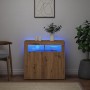 Aparador luces LED madera ingeniería roble artisan 80x35x75 cm de , Aparadores - Ref: Foro24-856362, Precio: 100,24 €, Descue...