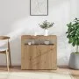 Aparador luces LED madera ingeniería roble artisan 80x35x75 cm de , Aparadores - Ref: Foro24-856362, Precio: 98,52 €, Descuen...