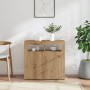 Aparador luces LED madera ingeniería roble artisan 80x35x75 cm de , Aparadores - Ref: Foro24-856362, Precio: 100,24 €, Descue...