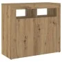 Aparador luces LED madera ingeniería roble artisan 80x35x75 cm de , Aparadores - Ref: Foro24-856362, Precio: 98,52 €, Descuen...