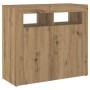 Aparador luces LED madera ingeniería roble artisan 80x35x75 cm de , Aparadores - Ref: Foro24-856362, Precio: 100,24 €, Descue...