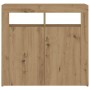 Aparador luces LED madera ingeniería roble artisan 80x35x75 cm de , Aparadores - Ref: Foro24-856362, Precio: 100,24 €, Descue...