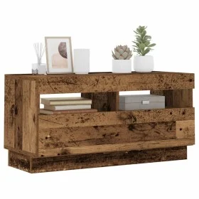Mueble TV luces LED madera ingeniería envejecida 80x35x40 cm de , Muebles TV - Ref: Foro24-856357, Precio: 65,41 €, Descuento: %