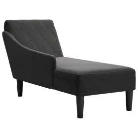 Tumbona con almohada y reposabrazo derecho tela negro de , Divanes - Ref: Foro24-4009767, Precio: 124,99 €, Descuento: %
