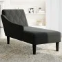 Tumbona con almohada y reposabrazo derecho tela negro de , Divanes - Ref: Foro24-4009767, Precio: 124,99 €, Descuento: %