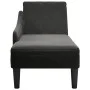 Tumbona con almohada y reposabrazo derecho tela negro de , Divanes - Ref: Foro24-4009767, Precio: 124,99 €, Descuento: %