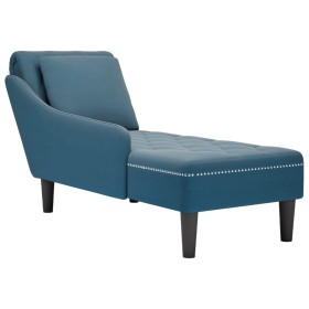 Tumbona con almohada y reposabrazo derecho terciopelo azul de , Divanes - Ref: Foro24-4009771, Precio: 143,40 €, Descuento: %
