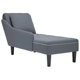 Tumbona con almohada reposabrazo derecho terciopelo gris oscuro de , Divanes - Ref: Foro24-4009773, Precio: 153,08 €, Descuen...