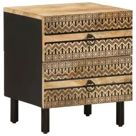 Mesita de noche madera maciza mango rugosa negro 40x33,5x46 cm de , Mesitas de noche - Ref: Foro24-4018626, Precio: 74,69 €, ...