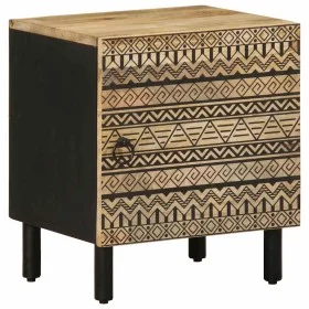 Mesita de noche madera maciza mango rugosa negro 40x33,5x46 cm de , Mesitas de noche - Ref: Foro24-4018624, Precio: 58,50 €, ...