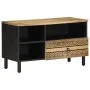 Mueble de TV madera maciza de mango rugosa negro 80x33,5x46 cm de , Almacenamiento para CD y DVD - Ref: Foro24-4018645, Preci...