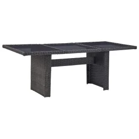 Mesa comedor jardín vidrio ratán sintético negro 200x100x74 cm de vidaXL, Mesas de jardín - Ref: Foro24-310145, Precio: 181,5...
