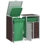 Cobertizo contenedores dobles basura acero marrón 144x81x113 cm de , Soportes para contenedores de residuos - Ref: Foro24-400...