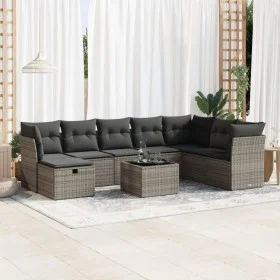 Set de sofás de jardín con cojines 9 pzas ratán sintético gris by , Garden sets - Ref: Foro24-3325346, Price: 528,02 €, Disco...