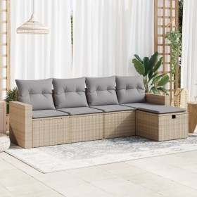 Juego de sofás jardín con cojines 5 pzas ratán sintético beige de , Conjuntos de jardín - Ref: Foro24-3325365, Precio: 352,82...