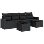 Set de sofás de jardín 6 piezas y cojines ratán sintético negro de , Conjuntos de jardín - Ref: Foro24-3325371, Precio: 393,0...